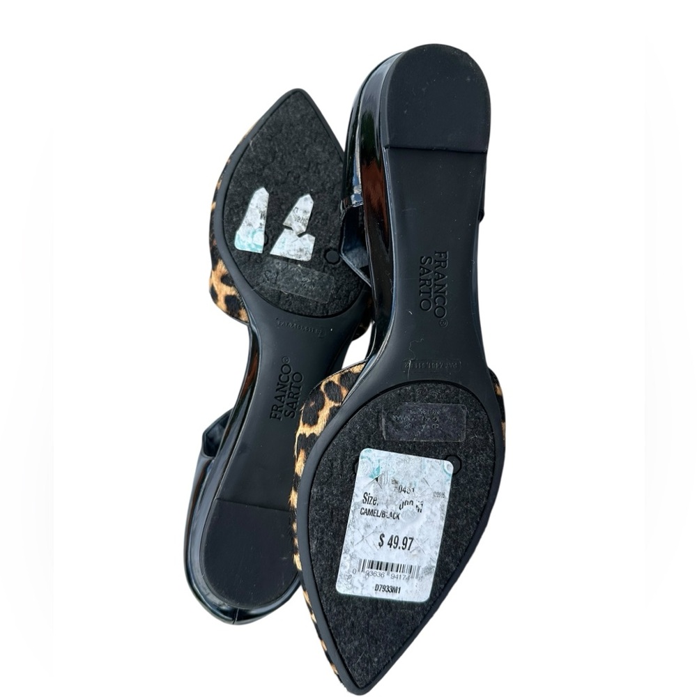 Franco Sarto Hazard 2 Black and Brown Leopard Print Flats Size 9M - Picture 6 of 6